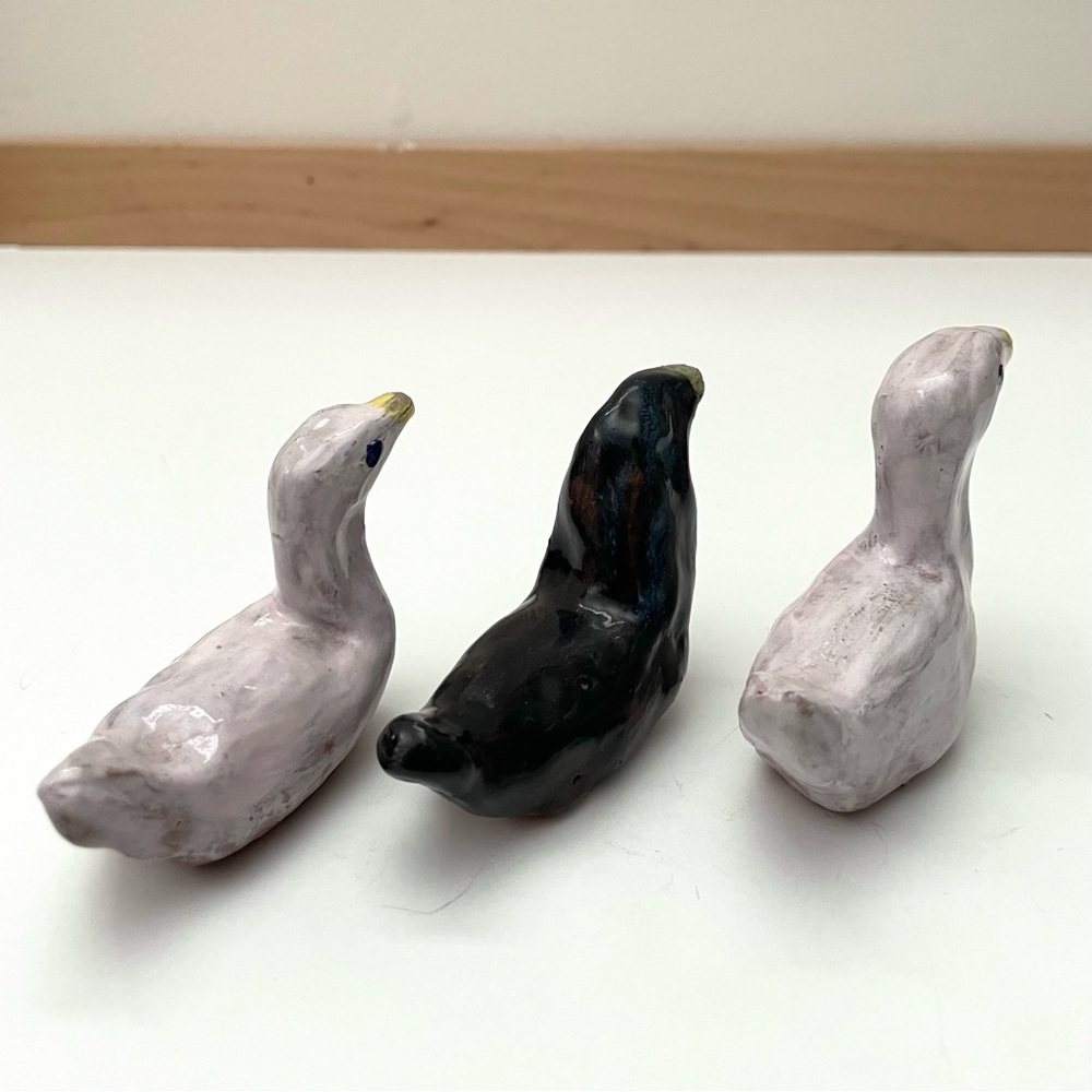 3 vintage primitive redware pottery birds ducks geese - Picture 8 of 14